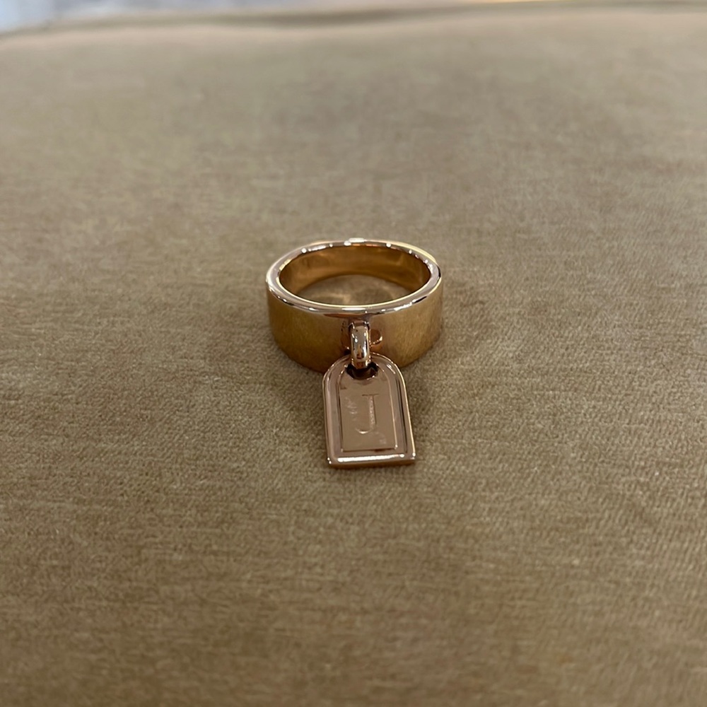 Rose Gold over Sterling Silver polished Initial J Band Ring